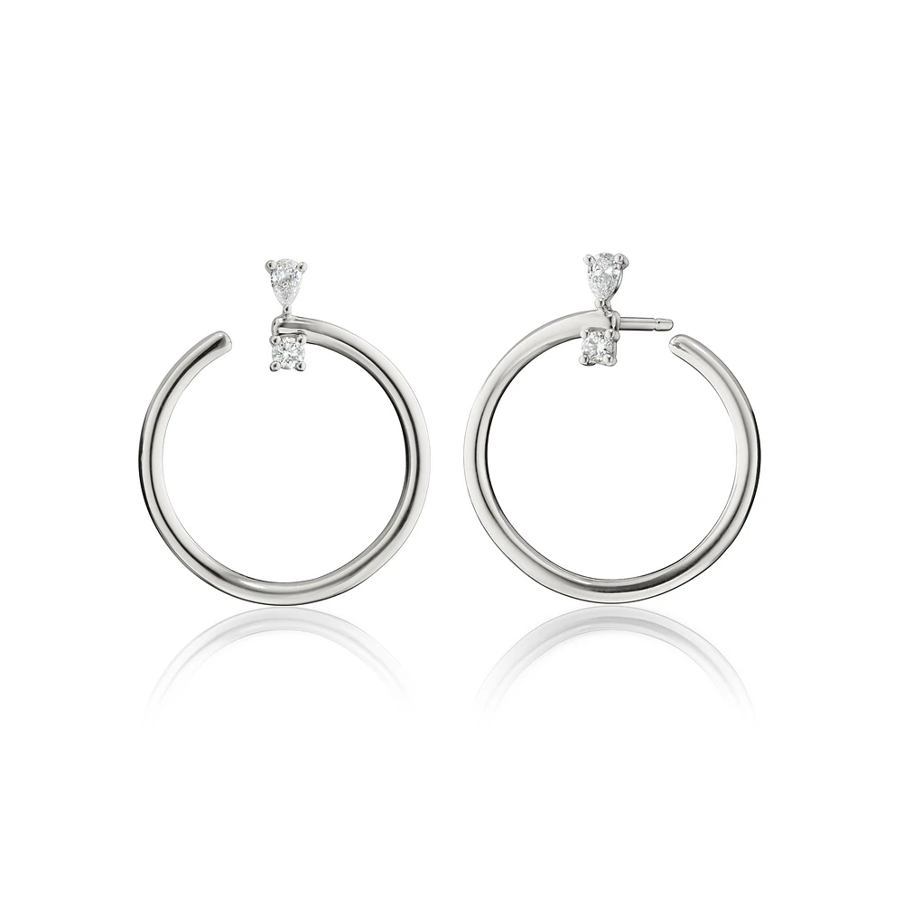 Sterling Silver Large Galaxy Wrap Hoop™ Earrings with White Sapphires