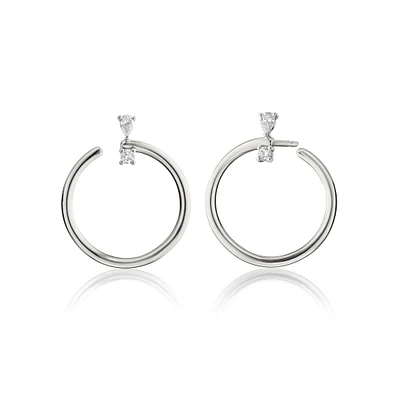 Sterling Silver Large Galaxy Wrap Hoop™ Earrings with White Sapphires