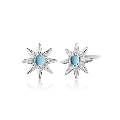 Blue Topaz & Sapphire Star Stud Earrings