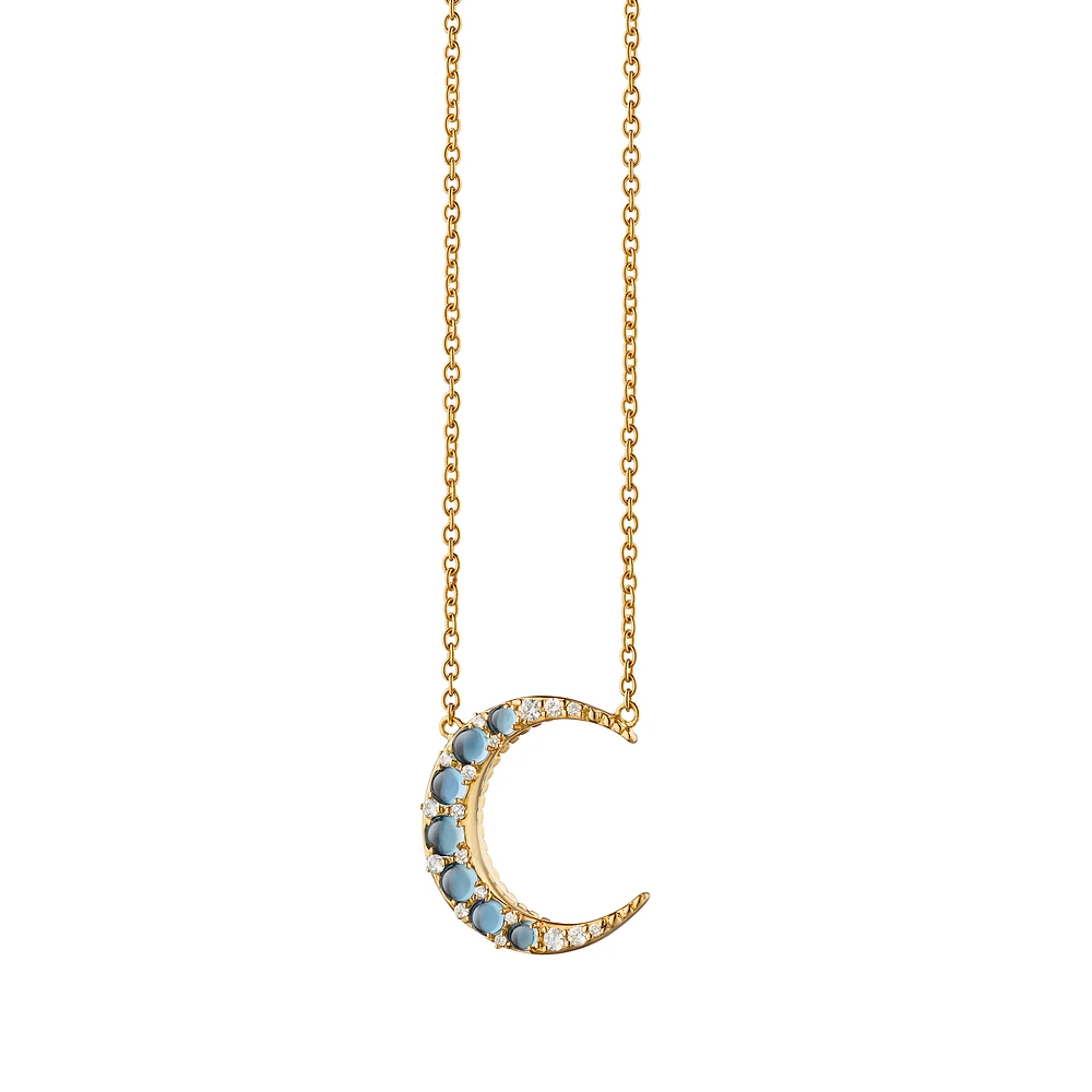 Sun, Moon & Stars Mini Crescent Moon Necklace Length 16" adjustable to 17"