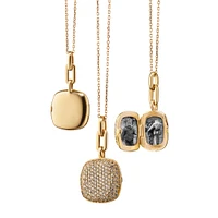 Slim Cushion Rae Locket Pave Chain Necklace Length 17"