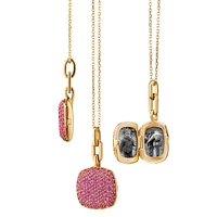 Slim "Rae" Locket Necklace with Pink Sapphires