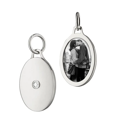 Oval Half Locket Sterling Silver White Sapphire Pendant