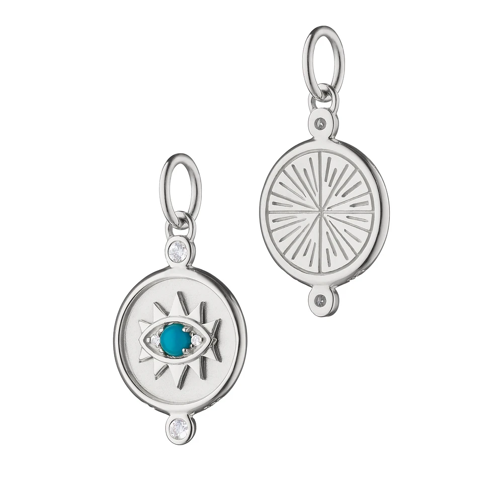 Mini "Protect" Evil Eye Sterling Silver Charm