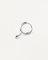 Teardrop silver single hoop Earring