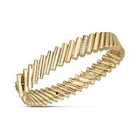 Domino Yellow Gold with Diamond Accents Bangle Bracelet