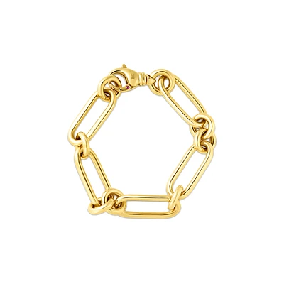 18K DESIGNER GOLD CLASSIC BOLD ALTERNATING LINK BRACELET