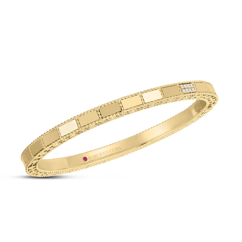 18K GOLD MOSAIC DIAMOND ACCENT BANGLE