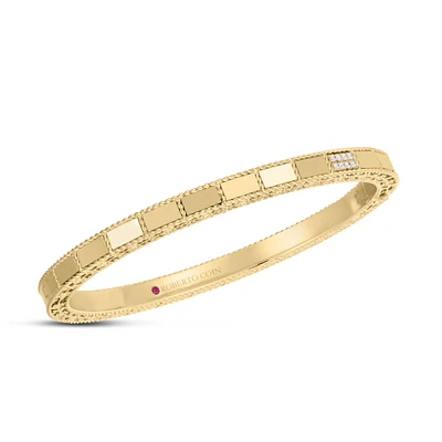 18K GOLD MOSAIC DIAMOND ACCENT BANGLE