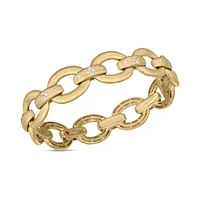 18K YELLOW GOLD DUCHESSA DIAMOND ACCENT & SATIN OVAL LINK BANGLE