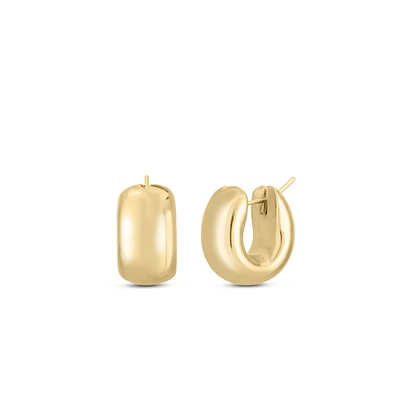 Designer Gold Yellow Gold Wide Huggie Earrings