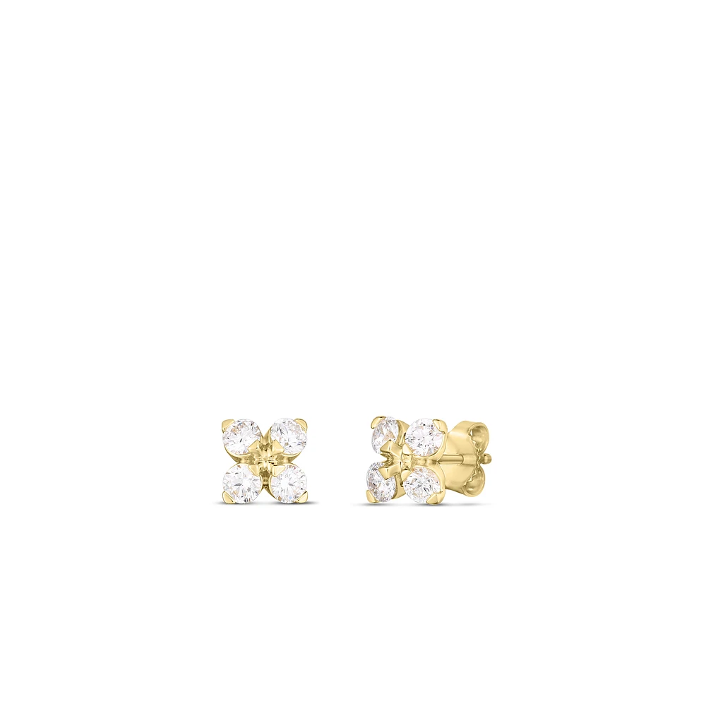 Love In Verona Yellow Gold Diamond Stud Earrings