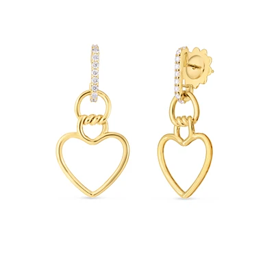 Cialoma Yellow Gold Diamond Heart Earrings