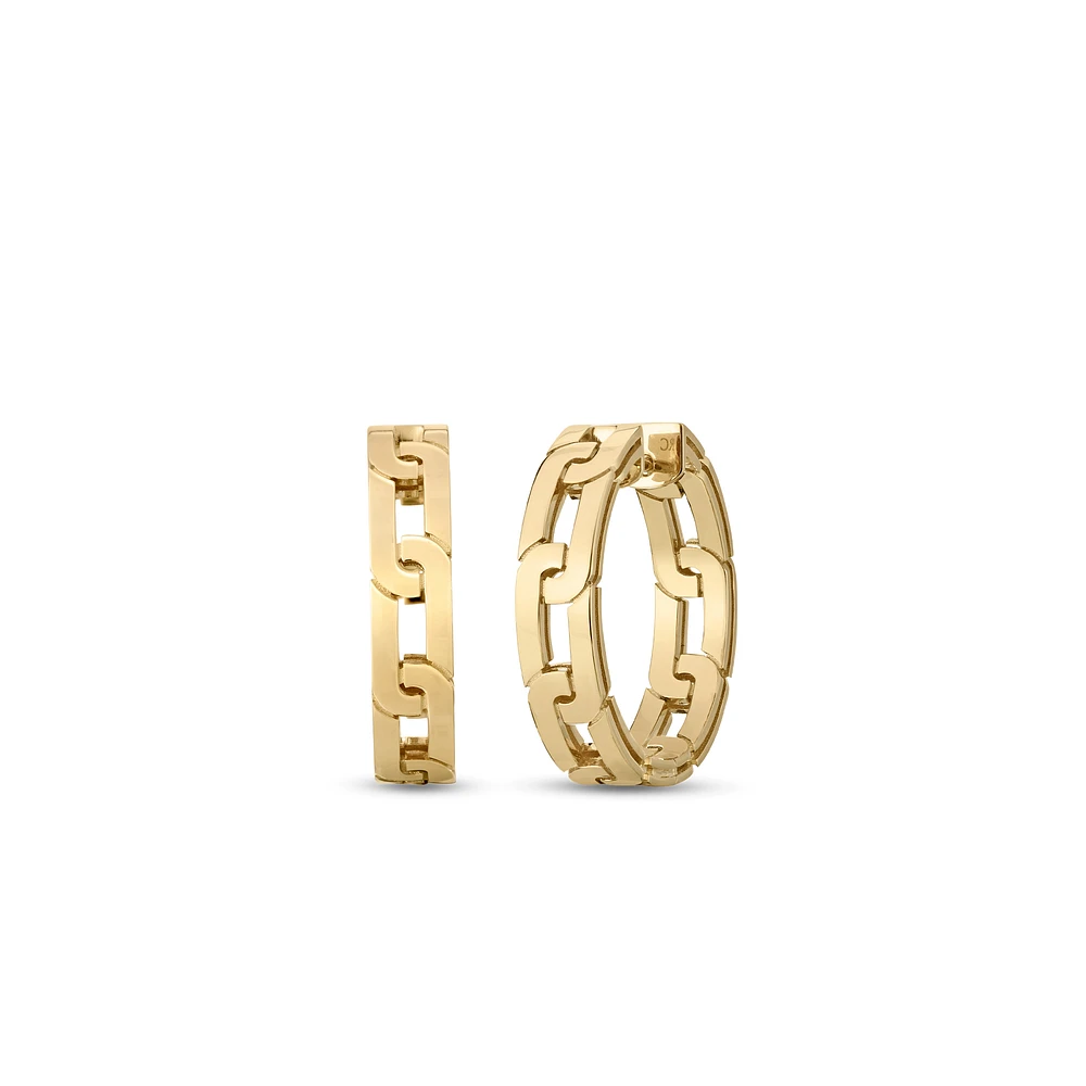 18K YELLOW NAVARRA MEDIUM HOOP EARRINGS