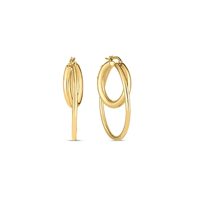 18K YELLOW DESIGNER GOLD DOUBLE HOOP EARRINGS