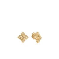 18K Yellow Gold Diamond Shiny Arabesque Earrings