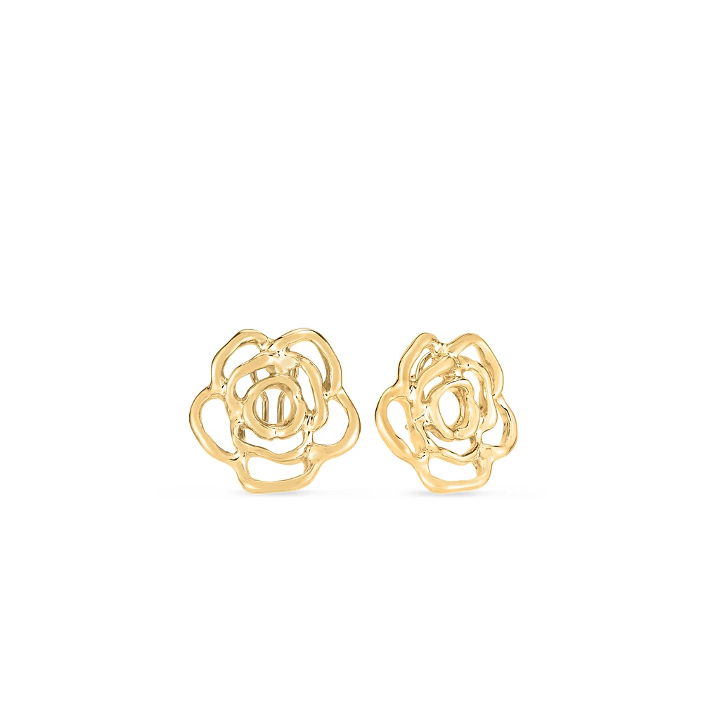 18K Yellow Oro Classic Rose Earrings