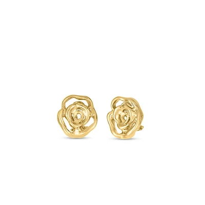 18K Yellow Gold Oro Classic Small Rose Earrings