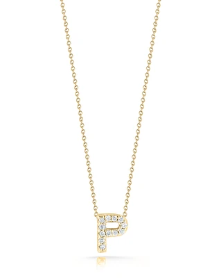 Tiny Treasures Yellow Gold Diamond Love Letter P Necklace Length 16" adjustable to 18"