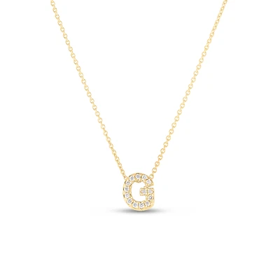 Tiny Treasures Yellow Gold & Diamonds Letter G Necklace Length 16" adjustable to 18"