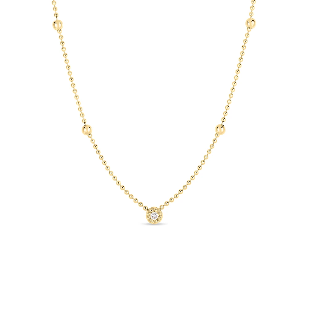 Designer Gold Diamond Alternating Bead Necklace