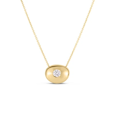 Tiny Treasures Yellow Gold Pebble Pendant with Diamond Necklace