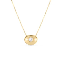 Tiny Treasures Yellow Gold Pebble Pendant with Diamond Necklace