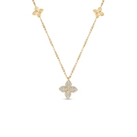 18K Yellow Gold Love By The Inch Diamond & Polish Flower Station Necklace