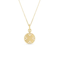 18K YELLOW GOLD COLORED MEDALLIONS SMALL DIAMOND NECKLACE