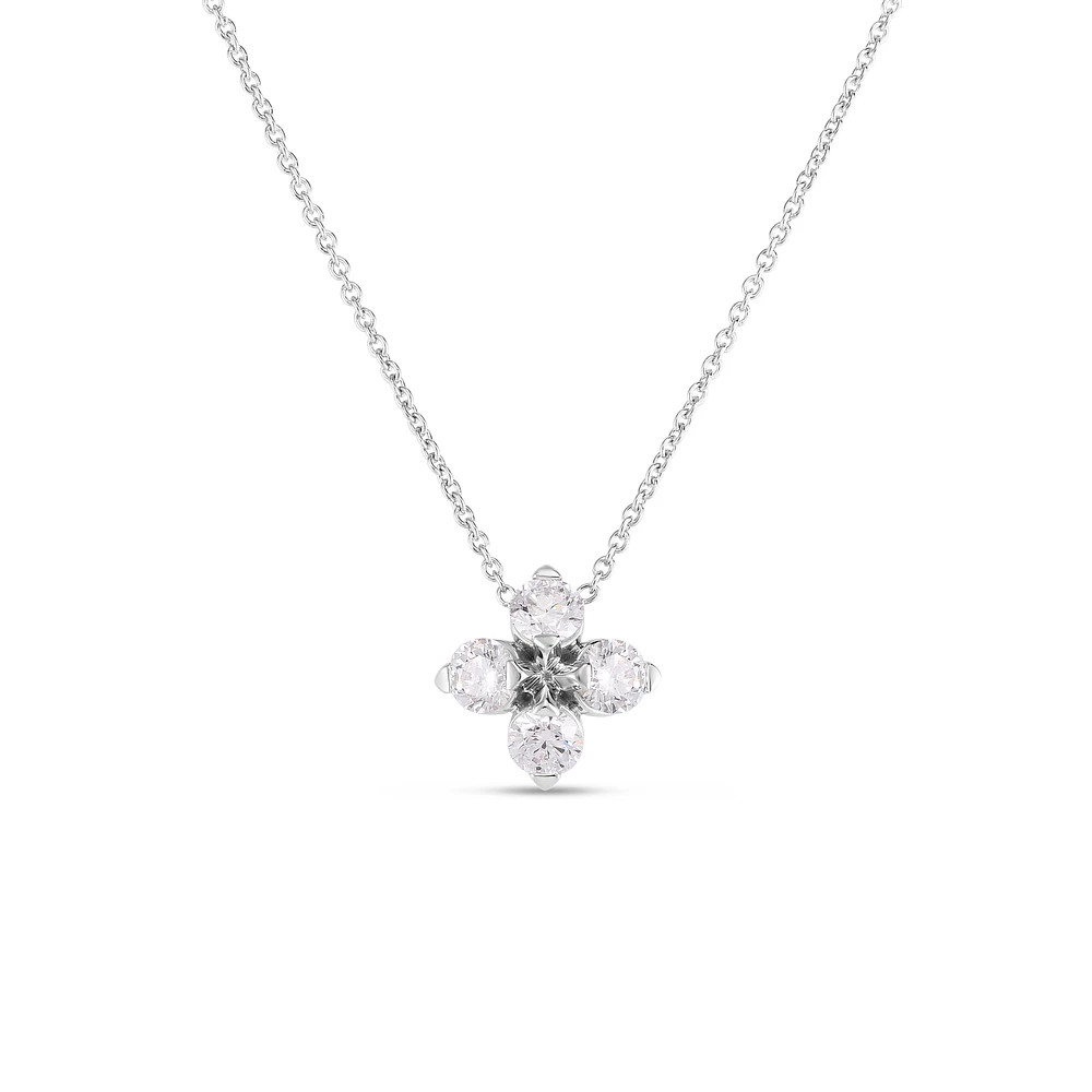 Love In Verona White Gold Diamond Flower Necklace