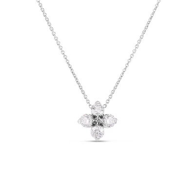 Love In Verona White Gold Diamond Flower Necklace