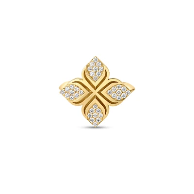 18K Yellow Gold Diamond Arabesque Ring