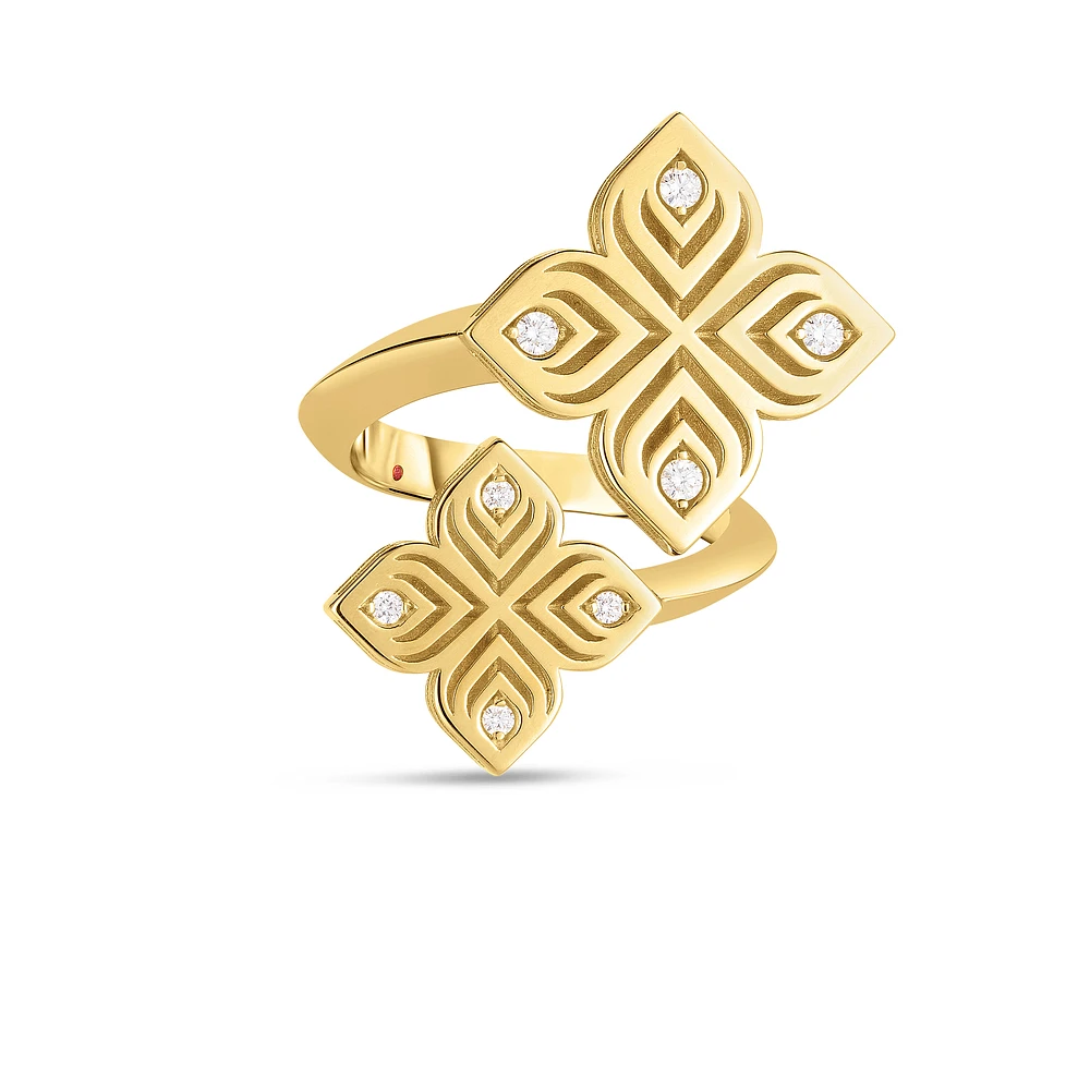 18K Yellow Gold Diamond Arabesque Bypass Ring