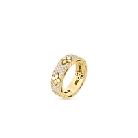 18K GOLD LOVE IN VERONA PAVE DIAMOND & POLISHED FLOWER RING