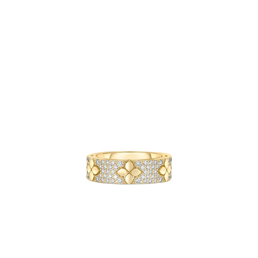 18K GOLD LOVE IN VERONA PAVE DIAMOND & POLISHED FLOWER RING