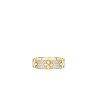 18K GOLD LOVE IN VERONA PAVE DIAMOND & POLISHED FLOWER RING