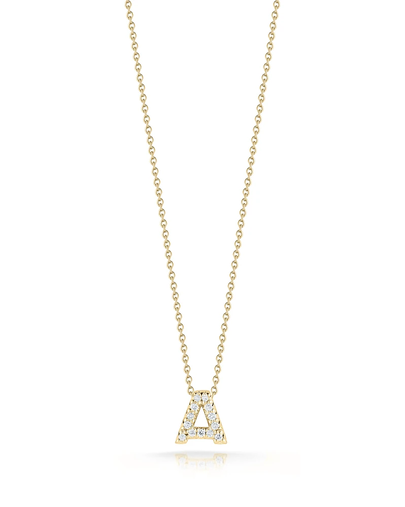 Tiny Treasures Yellow Gold Letter A Necklace Adjustable 16"" to 18""