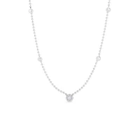 Designer Gold White Gold with Bezel Diamond & Alternating Beads Chain Necklace Length 18"