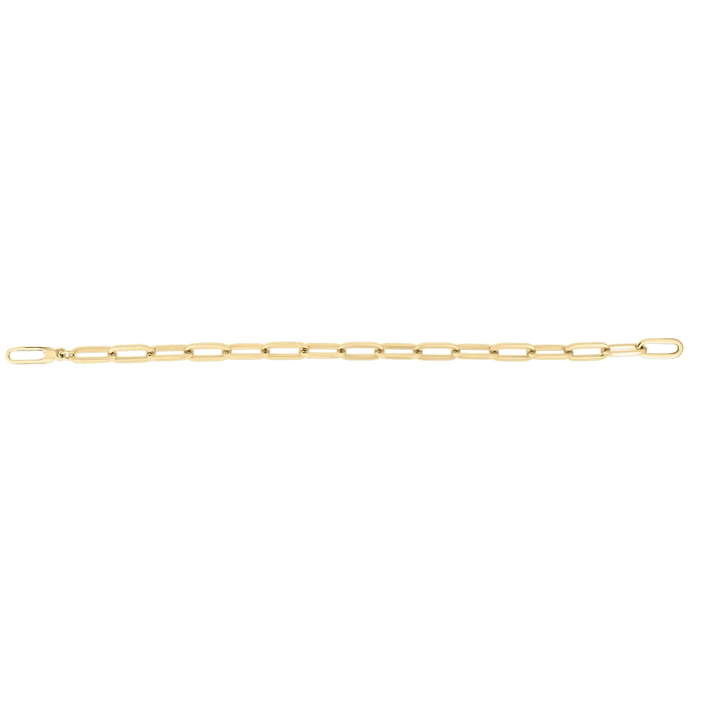 Designer Gold Yellow Gold Paper Clip Link Bracelet Length 8""