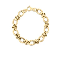 18K YELLOW DESIGNER GOLD ALTERNATING MIXED LINK BRACELET