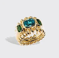 Jumbo Blue Zircon & Tsavorite Slinkee Icon Ring