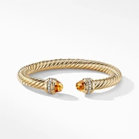 Classic Cablespira Bracelet in 18K Yellow Gold with Citrine and Diamonds, 7mm