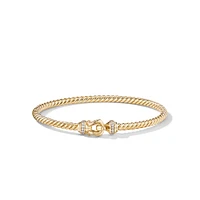 Buckle Cablespira Bracelet in 18K Yellow Gold with Diamonds, 3.5mm