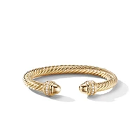 Classic Cablespira Bracelet in 18K Yellow Gold with Gold Domes and Diamonds