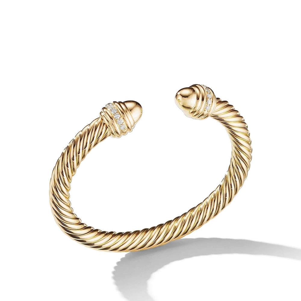 Classic Cablespira Bracelet in 18K Yellow Gold with Gold Domes and Diamonds