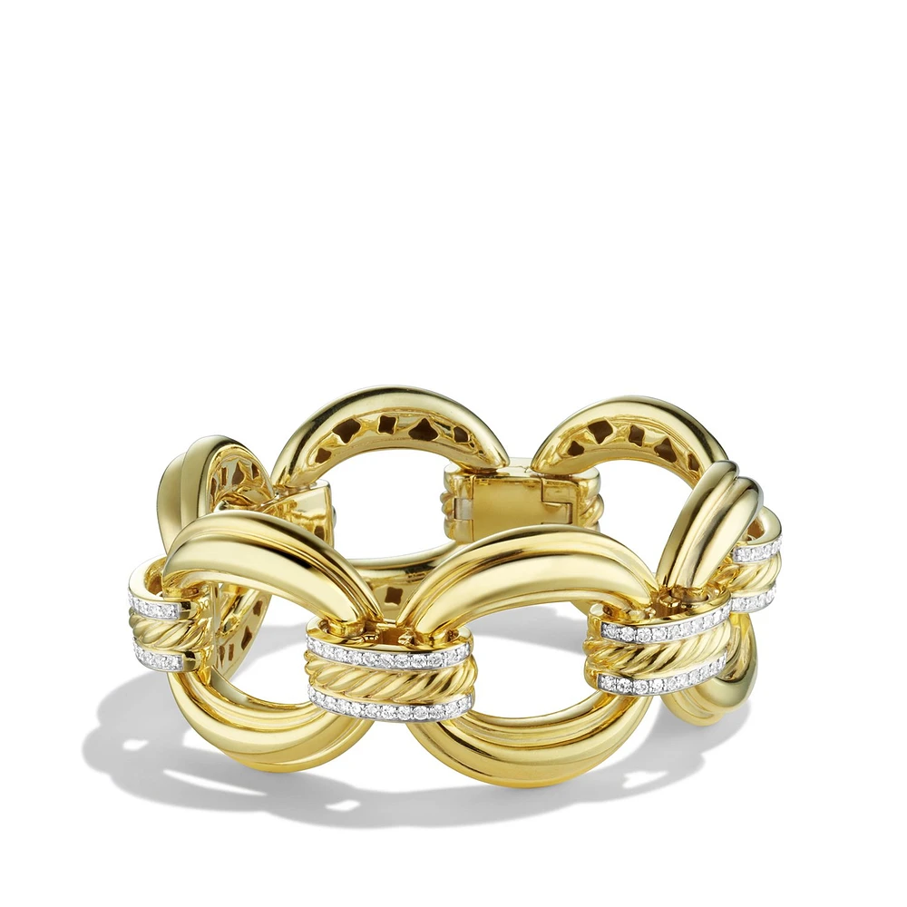 Sculpted Cable Bracelet with Diamonds in Gold