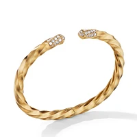 Cable Edge Bracelet in 18K Yellow Gold with Diamonds