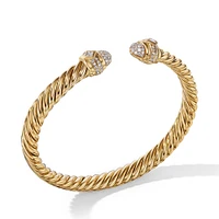 Renaissance Oval Cablespira Bracelet in 18K Yellow Gold with Diamonds, 7mm