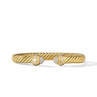 Renaissance Oval Cablespira Bracelet in 18K Yellow Gold with Diamonds, 7mm