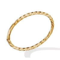 Cable Edge Bangle Bracelet in 18K Yellow Gold, 4mm